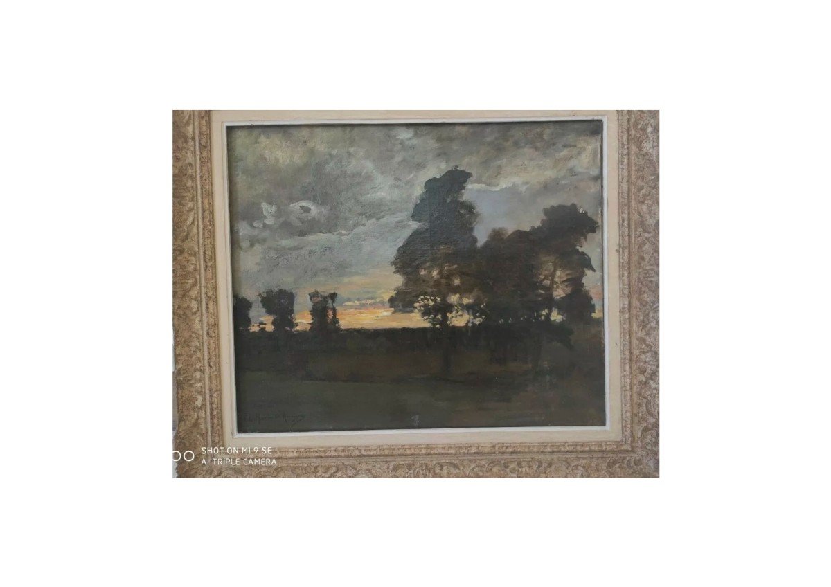 Martin Des Amoignes, Paul Louis (1850-1925) Peinture Paysage Signée Huile Sur Toile-photo-1