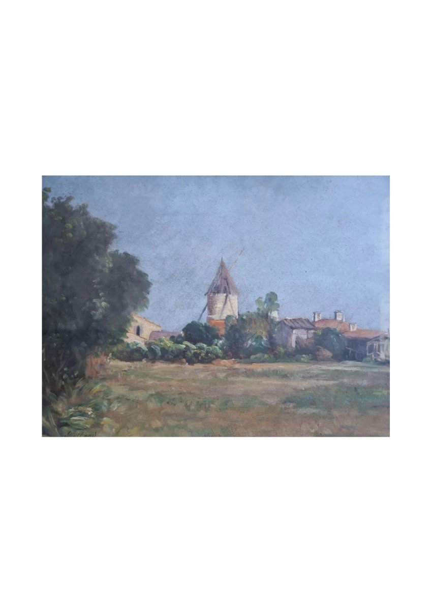 Peinture Ancienne Huile Paysage Architecture Angoulins 1932 Par Louis Soullard-photo-3