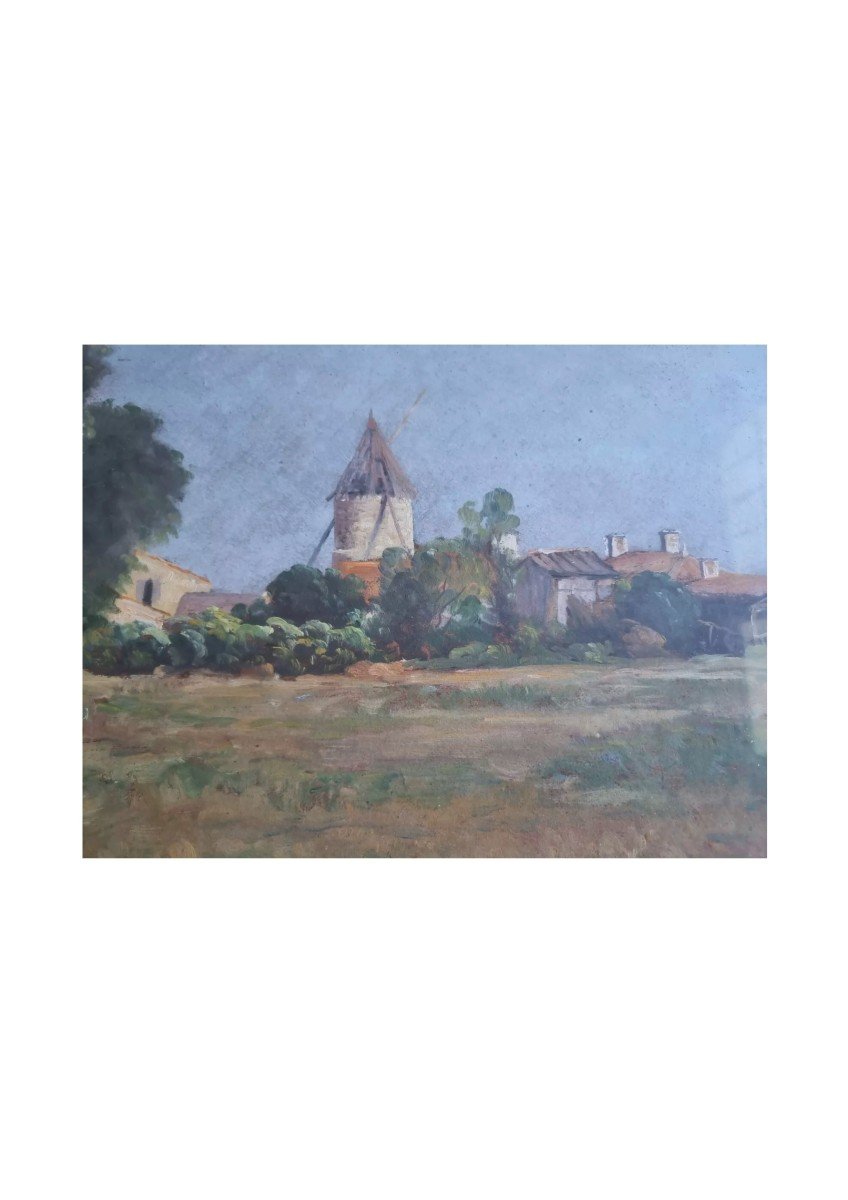 Peinture Ancienne Huile Paysage Architecture Angoulins 1932 Par Louis Soullard-photo-1