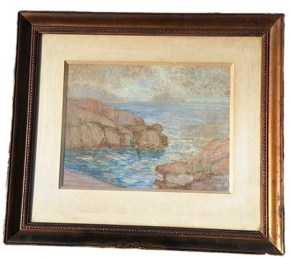 Painting Signed Leon Parent Seaside