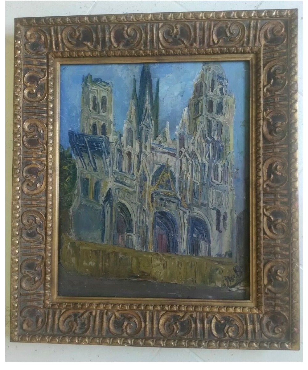 Cathedral Painting Signed School Of Paris Roland Dubuc (1924-1998)