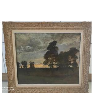 Martin Des Amoignes, Paul Louis (1850-1925) Landscape Painting Signed Oil On Canvas