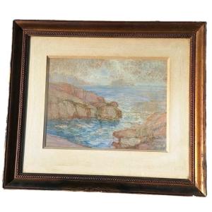 Painting Signed Leon Parent Seaside