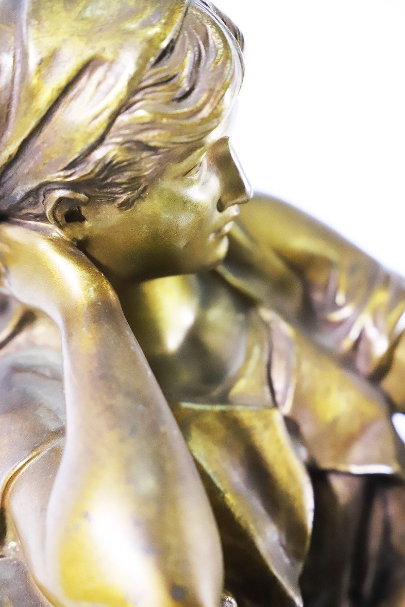 Bronze "young Woman" By Mathurin Moreau-photo-2