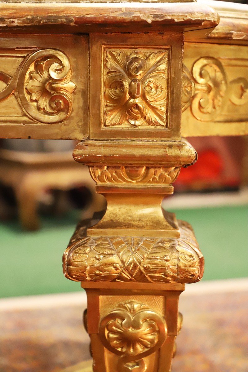 White Marble And Golden Wood Table-photo-3