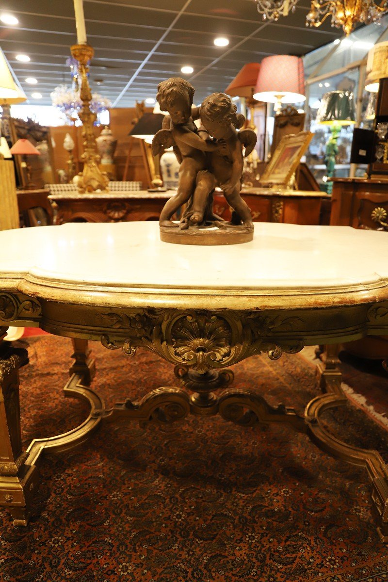 White Marble And Golden Wood Table-photo-5