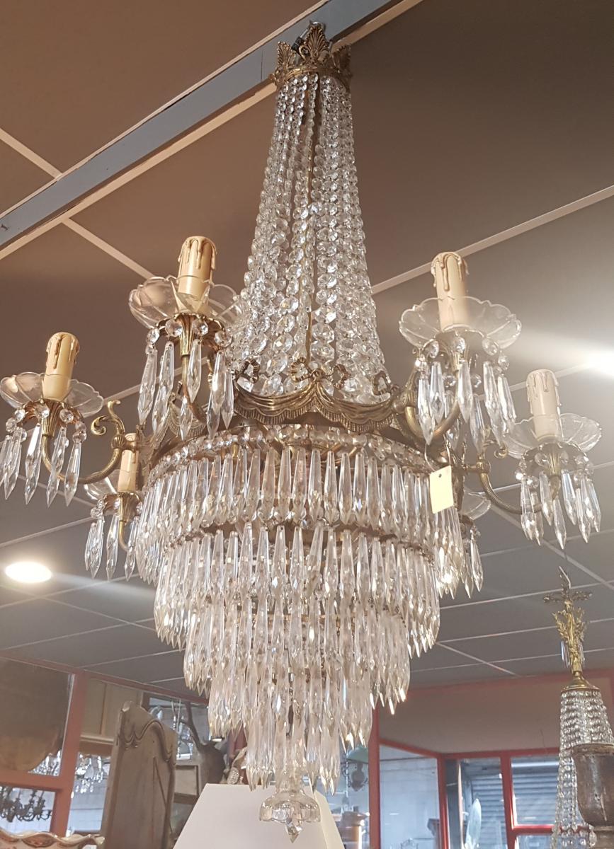 Large Chandelier XX In Bronze And Crystal