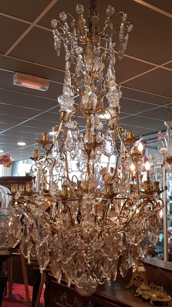 Chandelier Cage Bronze And Crystal-photo-1