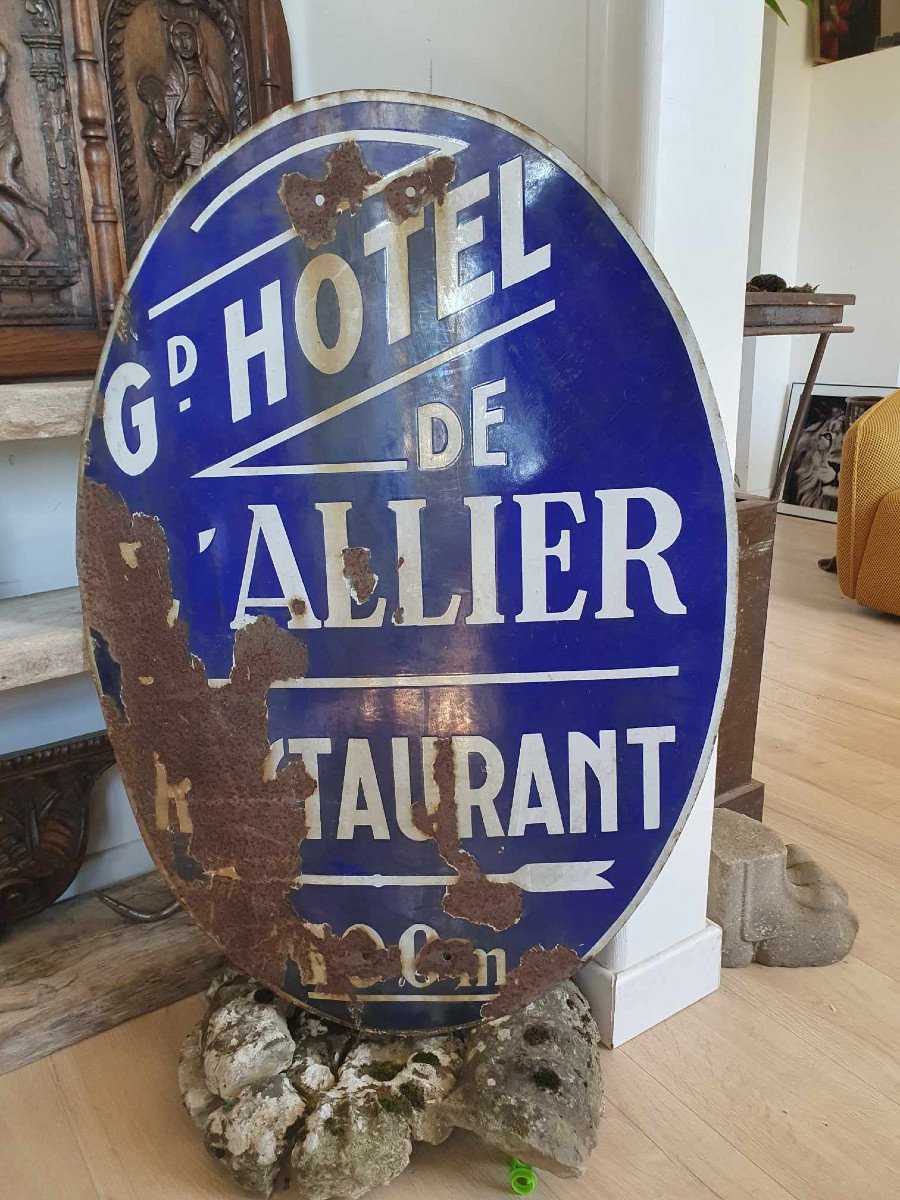 Enameled Plaque - Grand Hotel De l'Allier - Moulins Early 20th Century-photo-3