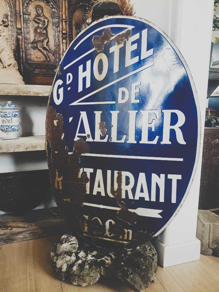 Enameled Plaque - Grand Hotel De l'Allier - Moulins Early 20th Century