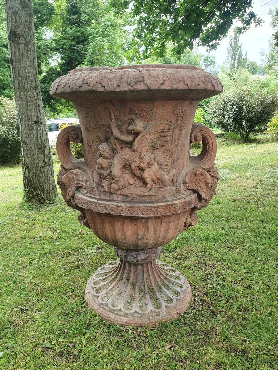 Monumental Vase Balustre - Terre Cuite - XXème-photo-2