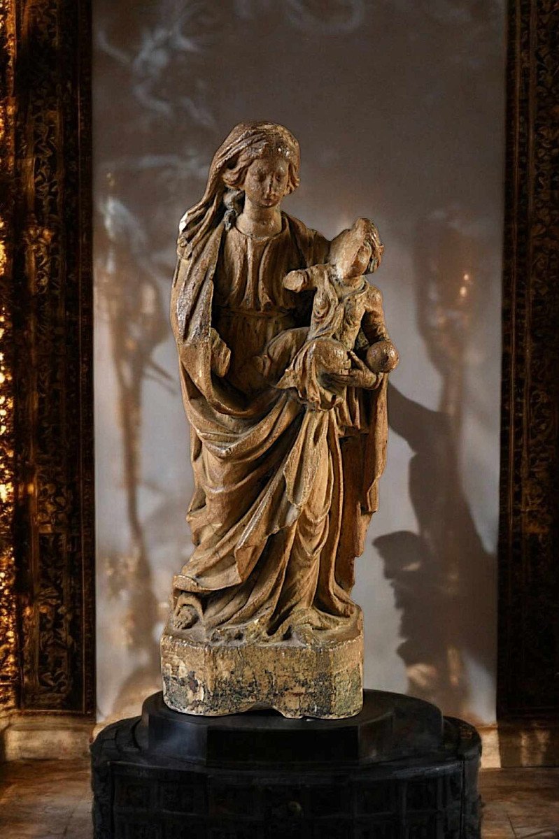 Virgin And Child - Alabaster - 17th Century 