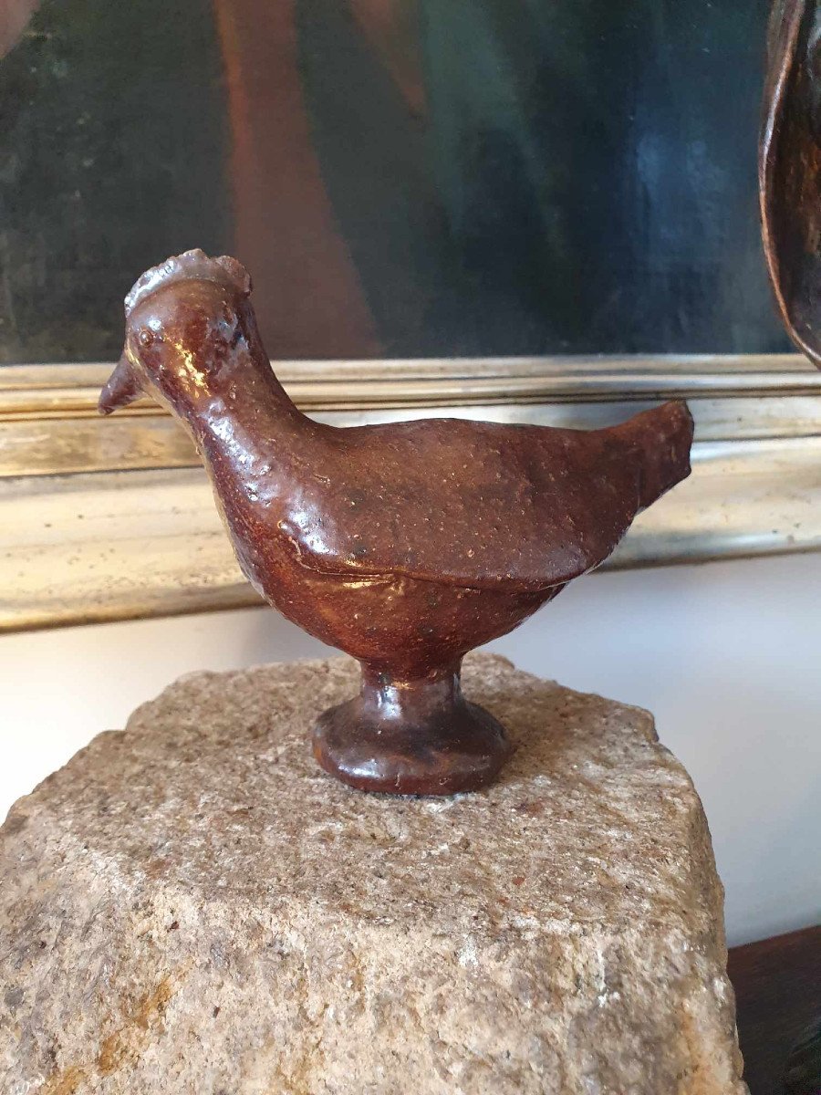 Glazed Terracotta Hen - Ridge Ornament - 19th Century-photo-3