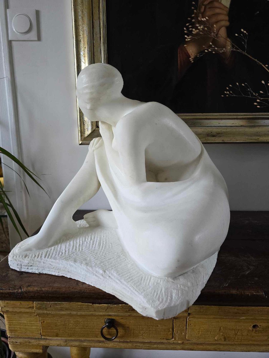 Woman With Shawl - Carrara Marble - Angela Cassanello -photo-3