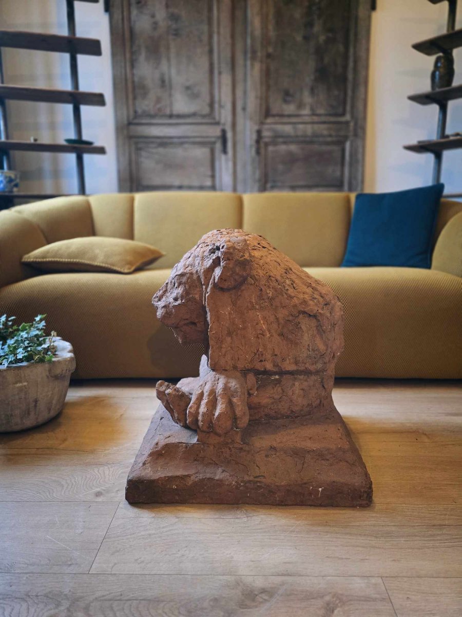 Lion Of The Perron Of A Private Hotel - Return From Egypt - Terracotta-photo-2