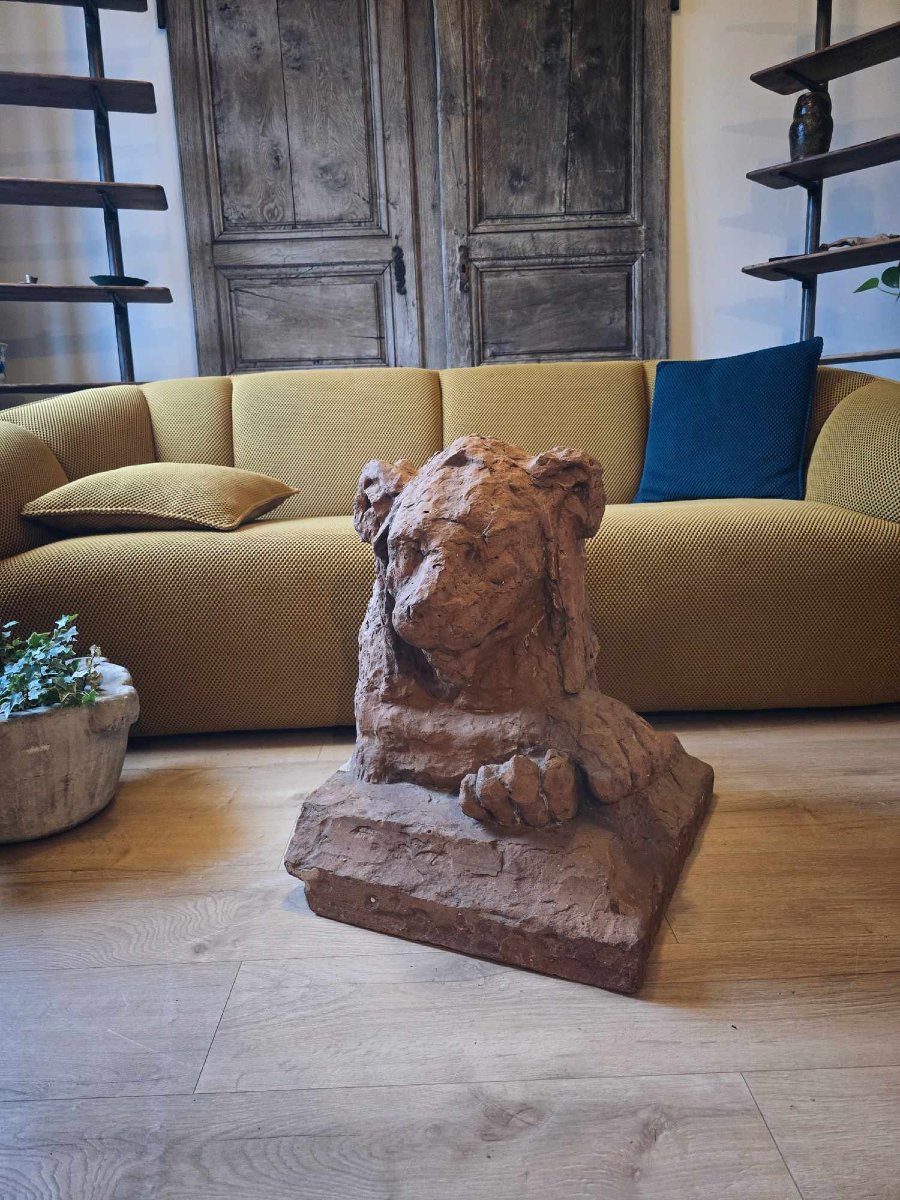 Lion Of The Perron Of A Private Hotel - Return From Egypt - Terracotta-photo-3