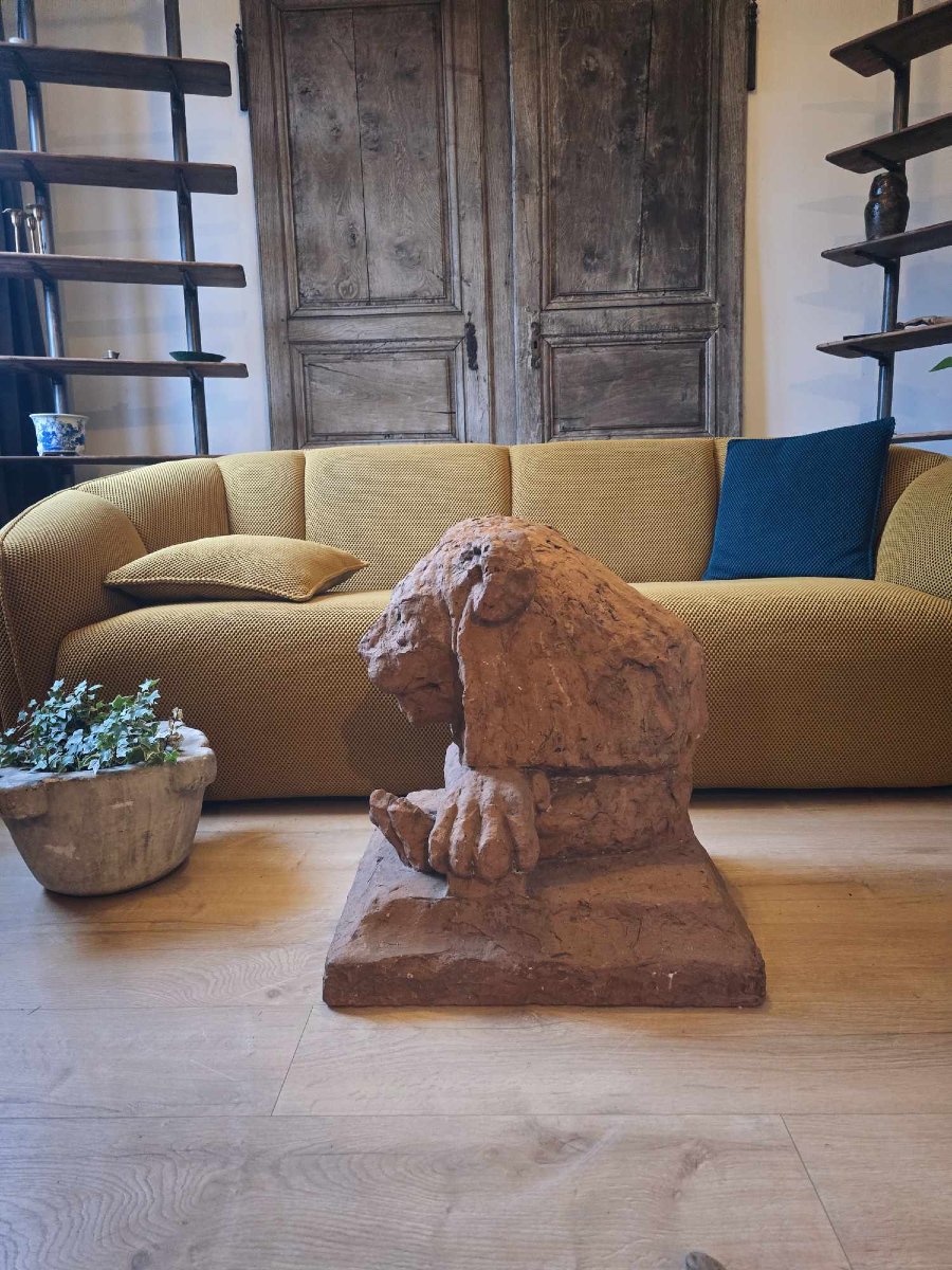 Lion Of The Perron Of A Private Hotel - Return From Egypt - Terracotta-photo-4