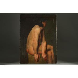 Huile Sur Toile - Academie d'Homme - XIXème 