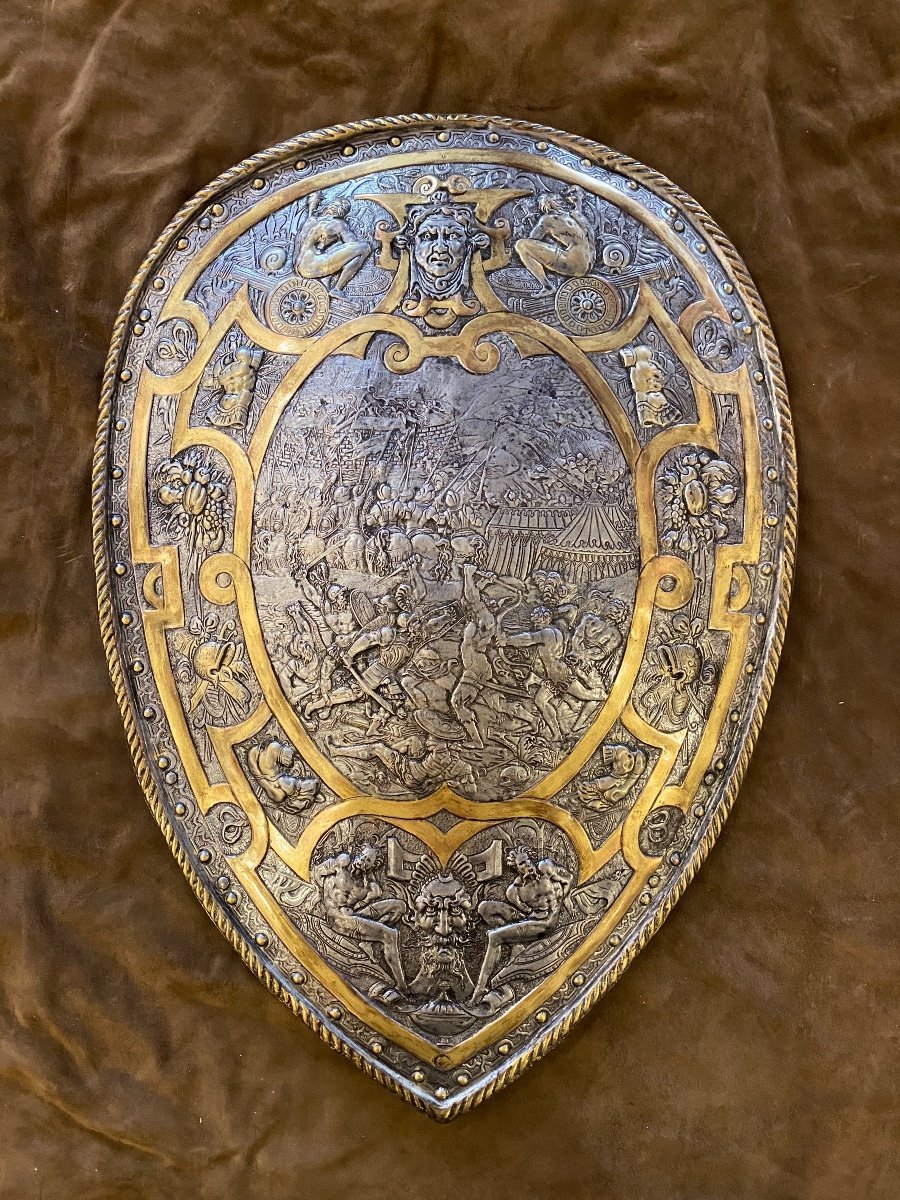 Shield Of Henry II - Silvered And Gilded Copper - 19th Century