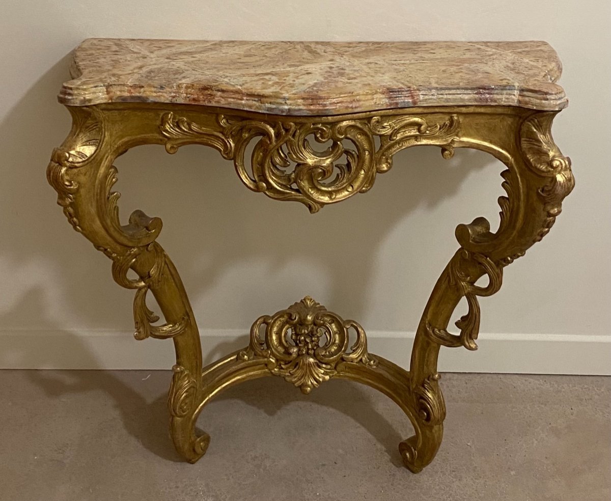 Console En Bois Sculpté Et Doré Louis XV