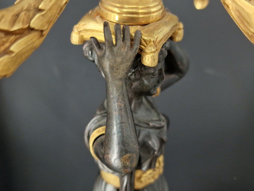 Pair Of Candelabras From The First Empire Period With Three Arms Of Light In The Taste Of Thomire-photo-6