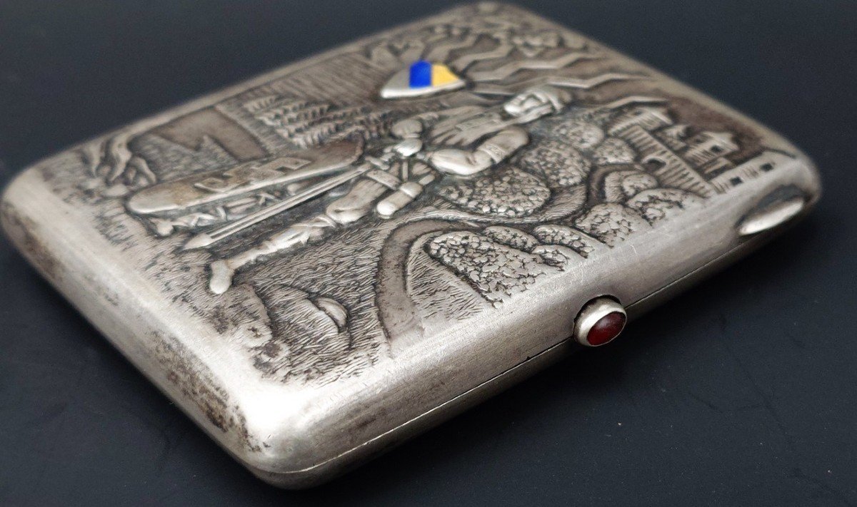 Cigarette Case In Russian Silver & Gold Bernhard Bergholtz - Latvian - Riga - Russia 20th-photo-2