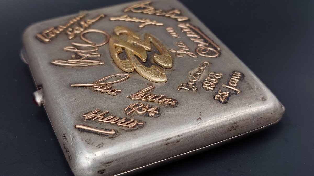 Cigarette Case In Russian Silver & Gold Bernhard Bergholtz - Latvian - Riga - Russia 20th-photo-3