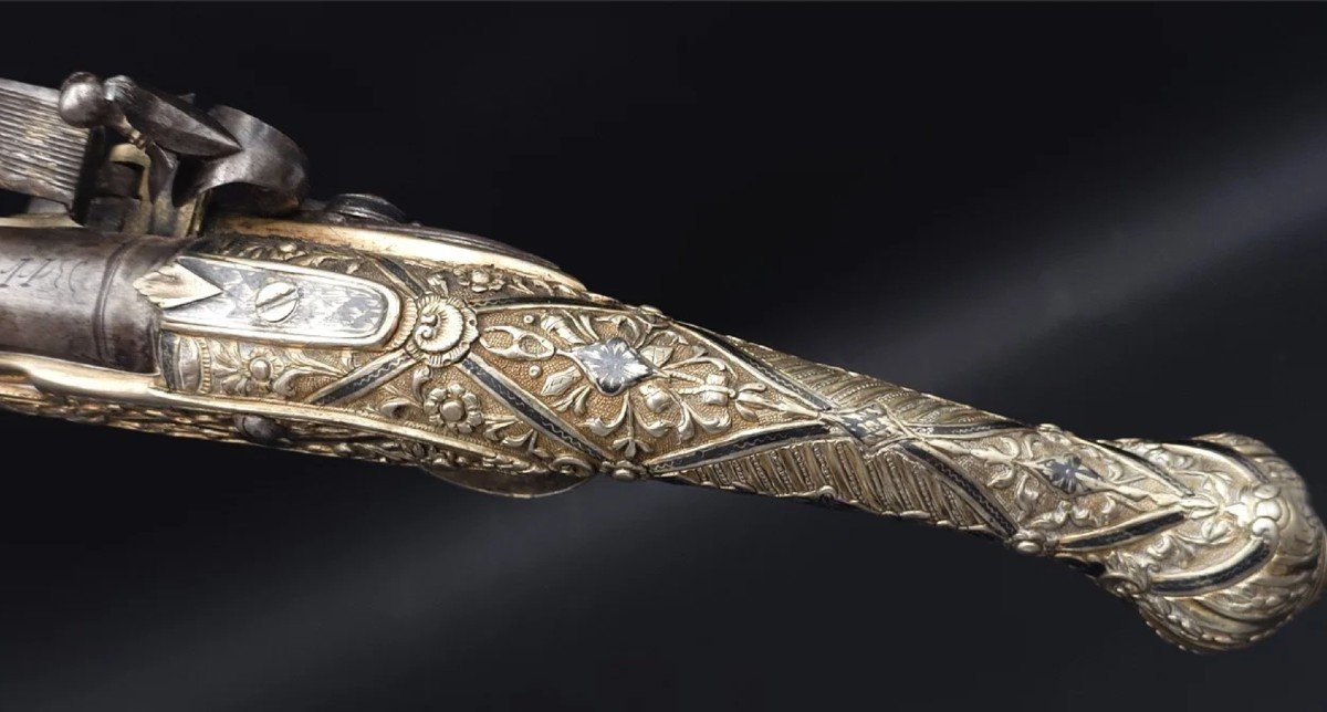 Kurud Flintlock Pistol In Silver-gilt (silver Gold) Ottoman Art Balkans Circa 1830 - Greece Malta 19th Century-photo-4