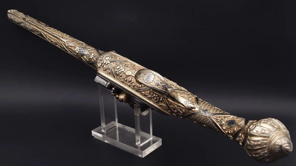 Kurud Flintlock Pistol In Silver-gilt (silver Gold) Ottoman Art Balkans Circa 1830 - Greece Malta 19th Century-photo-1