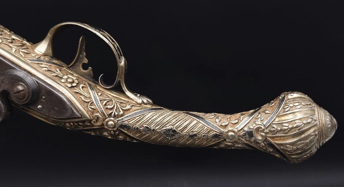 Kurud Flintlock Pistol In Silver-gilt (silver Gold) Ottoman Art Balkans Circa 1830 - Greece Malta 19th Century-photo-3