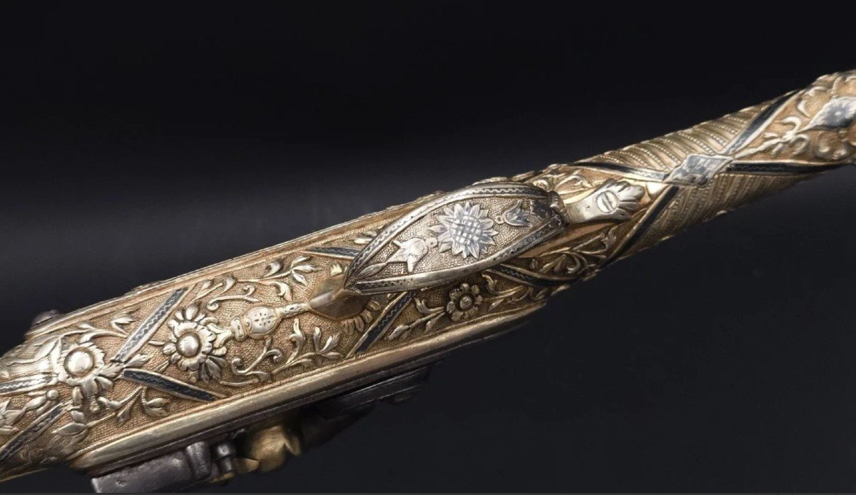 Kurud Flintlock Pistol In Silver-gilt (silver Gold) Ottoman Art Balkans Circa 1830 - Greece Malta 19th Century-photo-4