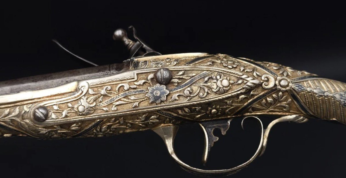 Kurud Flintlock Pistol In Silver-gilt (silver Gold) Ottoman Art Balkans Circa 1830 - Greece Malta 19th Century-photo-7