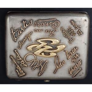 Cigarette Case In Russian Silver & Gold Bernhard Bergholtz - Latvian - Riga - Russia 20th