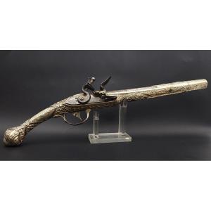 Kurud Flintlock Pistol In Silver-gilt (silver Gold) Ottoman Art Balkans Circa 1830 - Greece Malta 19th Century