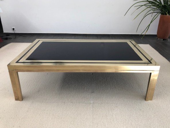 Large Coffee Table In Brass And Glass Maison Liwans Italian Design 1970-photo-3