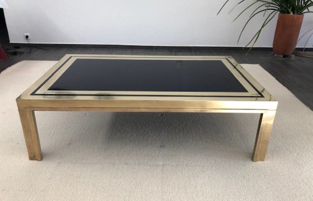 Large Coffee Table In Brass And Glass Maison Liwans Italian Design 1970-photo-4
