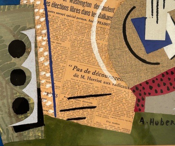 Antonio Huberti  (1898- 1980) Technique Mixte Cubiste  Collage  aquarelle Cubisme-photo-3