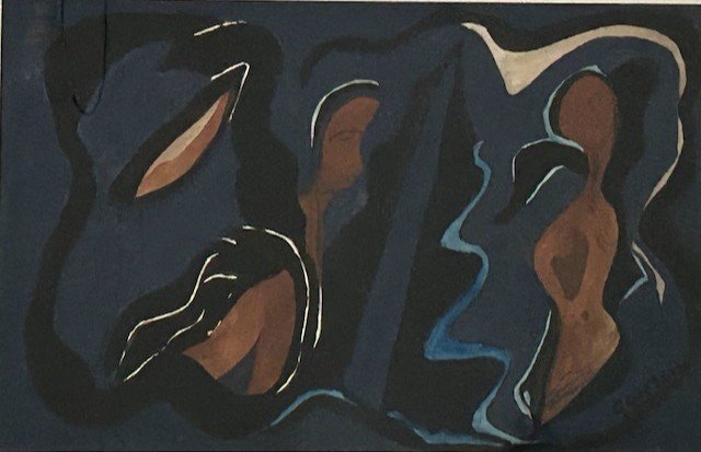 Gouache By Louis Albert Gayrin (1911-1971) Impressionism Braque Neo Cubism-photo-2