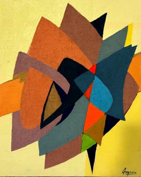 Acrilyc  On Canvas By Guy Leclerc Gayrau (1942 -) Abastraction Cubism-photo-2