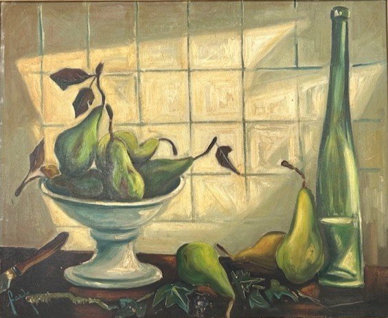 Nature Morte Huile  Sur Panneau De Farde Circa 1950 (post Impressionniste-travail Français)-photo-2