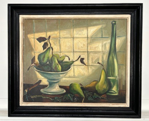 Nature Morte Huile  Sur Panneau De Farde Circa 1950 (post Impressionniste-travail Français)