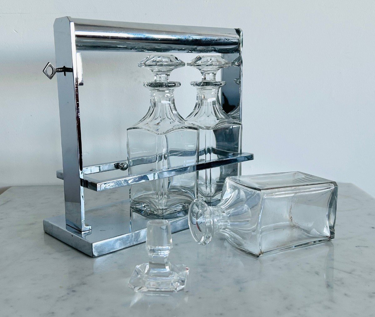 Modernist Liqueur Service Design By Jacques Adnet Circa 1930 (crystal - Baccarat)-photo-2