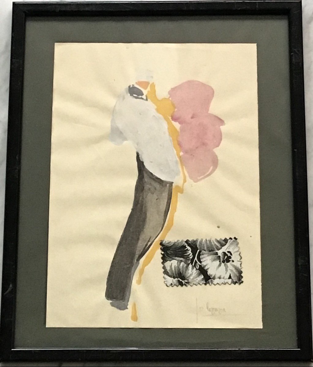 Aquarelle De Georges Lepape étude De Tissu( Vogue - Paul Poiret - Mode - Vanity Fair) 1920-1930