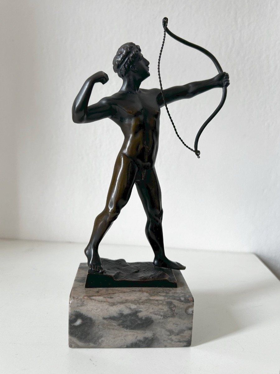 Bronze Sculpture By Ludwig Graefner (1861 - 1939) Art Deco - Classical Antiquity - Archer-photo-2