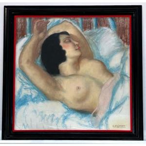 Nu Grand Pastel De Gaetano Gennaro (1890-1959) Neo Classique Art Deco 1940 