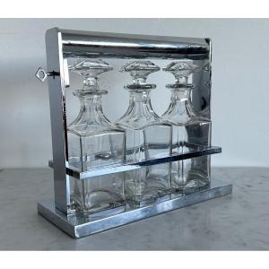 Service à Liqueur Moderniste Design De Jacques Adnet Circa 1930  (cristal - Baccarat )