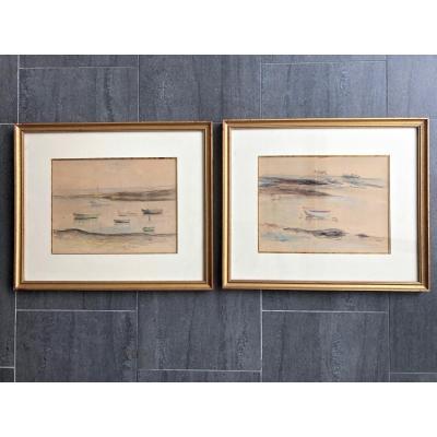 2 Aquarelles De Paul Belmondo