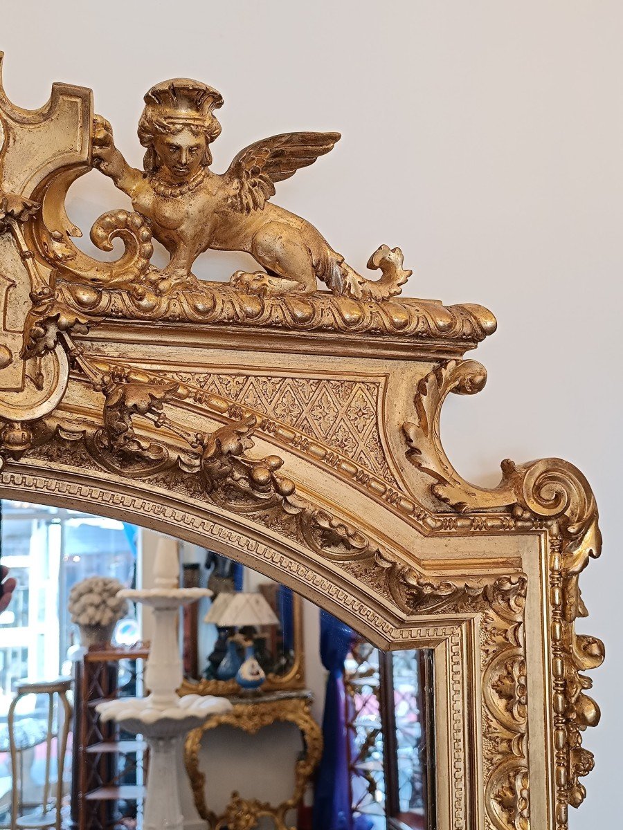 Miroir Doré à Décor De Lions d'époque 19ème-photo-5