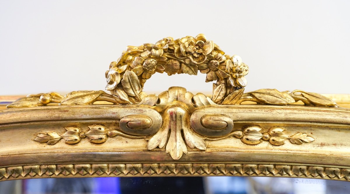 Vitrine De Style Louis XVI, d'époque NIII, En Bois Sculpté, Doré à La Feuille D’or.-photo-3