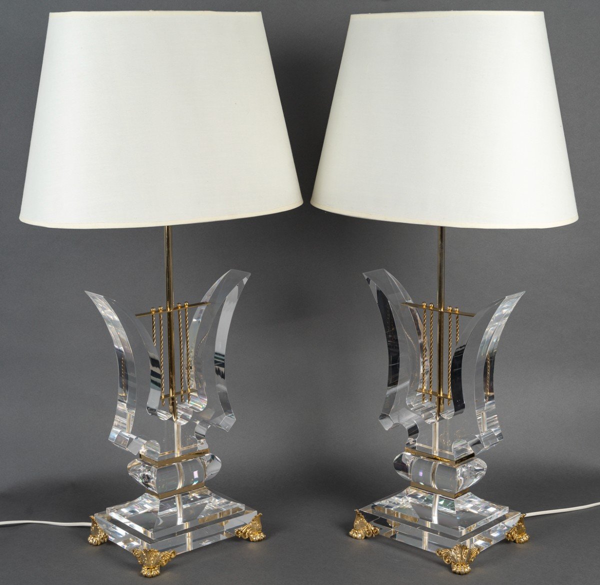 Paire De Lampes "hollywood Regency"